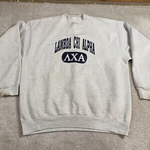 Vintage Lambda Chi Alpha Sweatshirt Mens XL Gray Greek Frat Crewneck Heavyweight